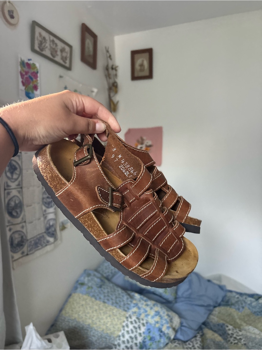 Vintage Brown Leather Fisherman platform 90s east land Sandals